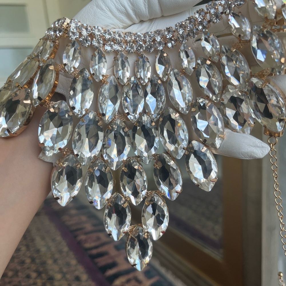 Vintage collar crystal necklace with gold clasp and adjustable length - Picture 10 of 16